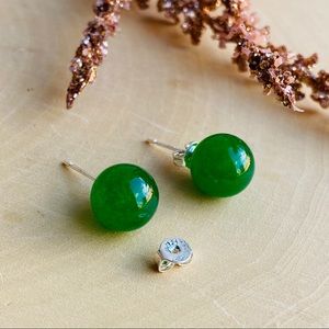 Green Jade Sterling Silver Stud Earrings Jewelry